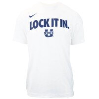 Men's Nike lock it in white bench t-shirt